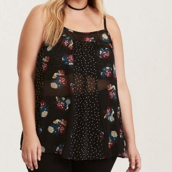 torrid Tops - Torrid Chiffon Paneled Cami.  Size 00 (L)
